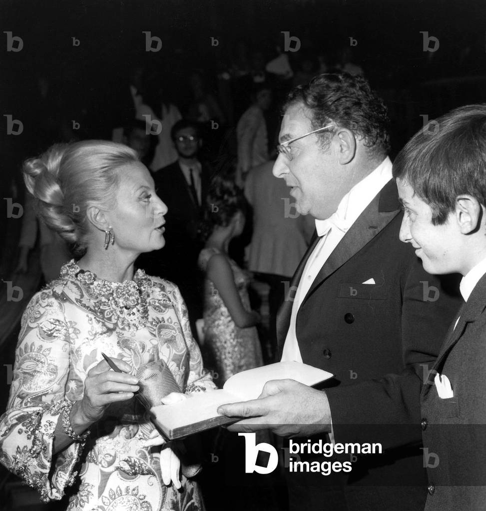 French Actress Michele Morgan With Journalist Leon Zitrone and Son September 29, 1967 (b/w photo)
