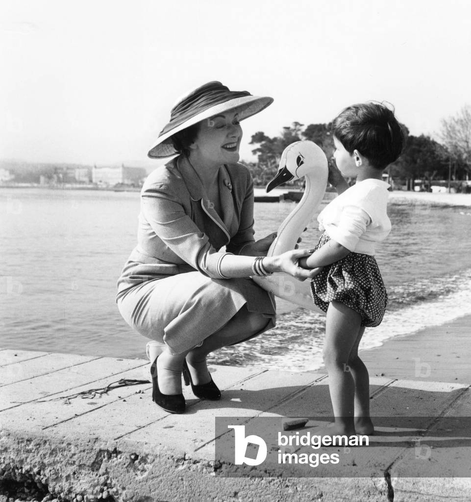French Actress Edwige Feuillere at Cannes Film Festival May 1956 (b/w photo)