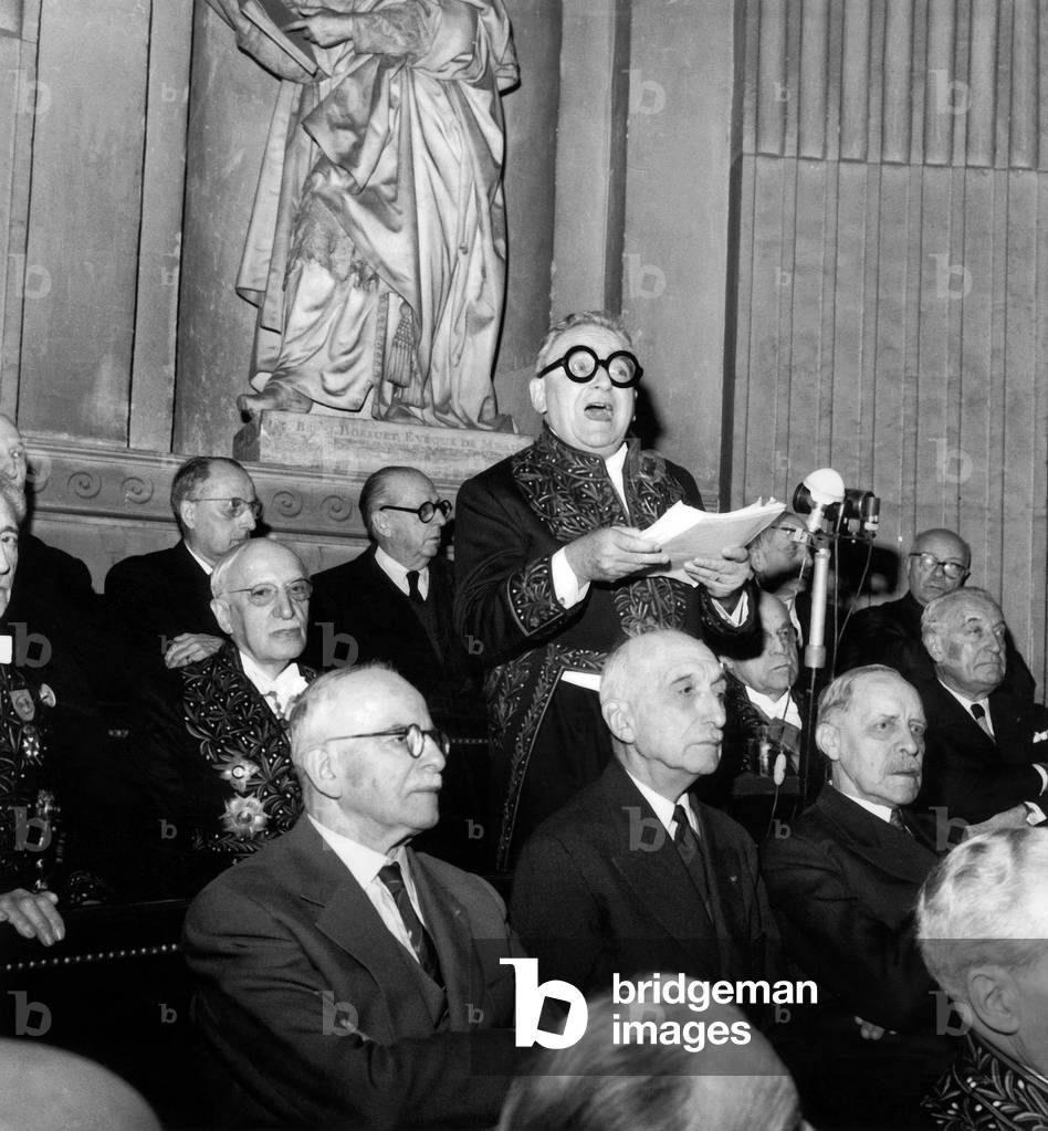 Speech of Writer Marcel Achard When Entering at The French Academy December 03, 1959 (b/w photo)