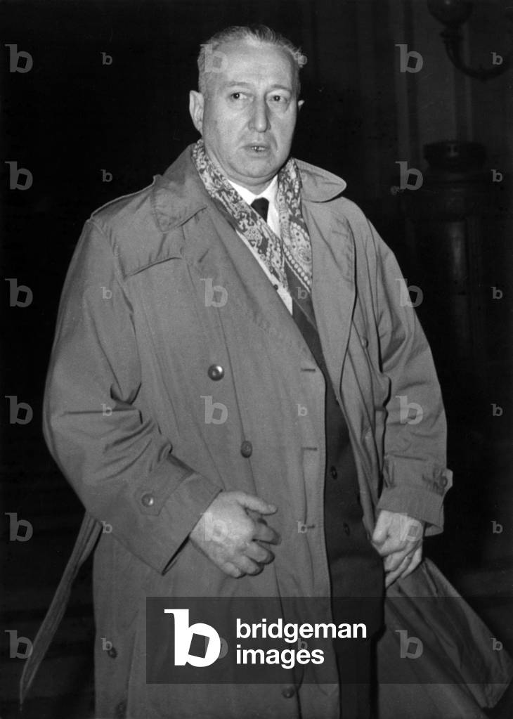 The General Langrenon Arriving at The Baricades Trial at The Law Courts in Paris, January 21, 1961 (b/w photo)