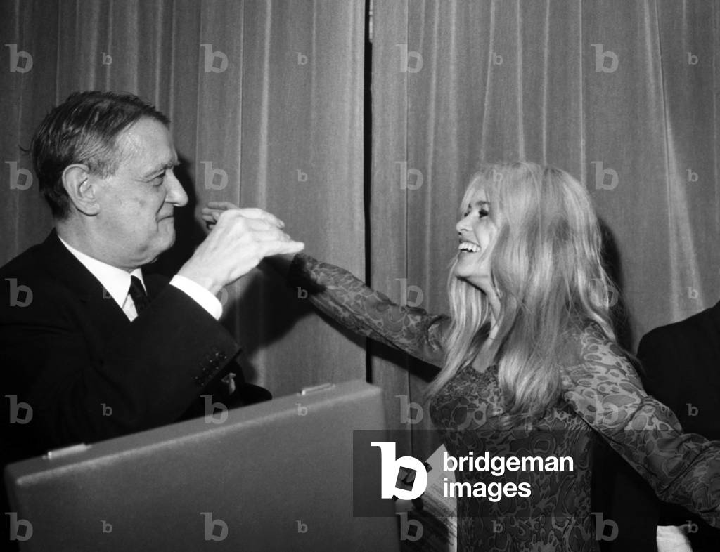 Brigitte Bardot Receiving reward By Georges Auric, 1966 (b/w photo)