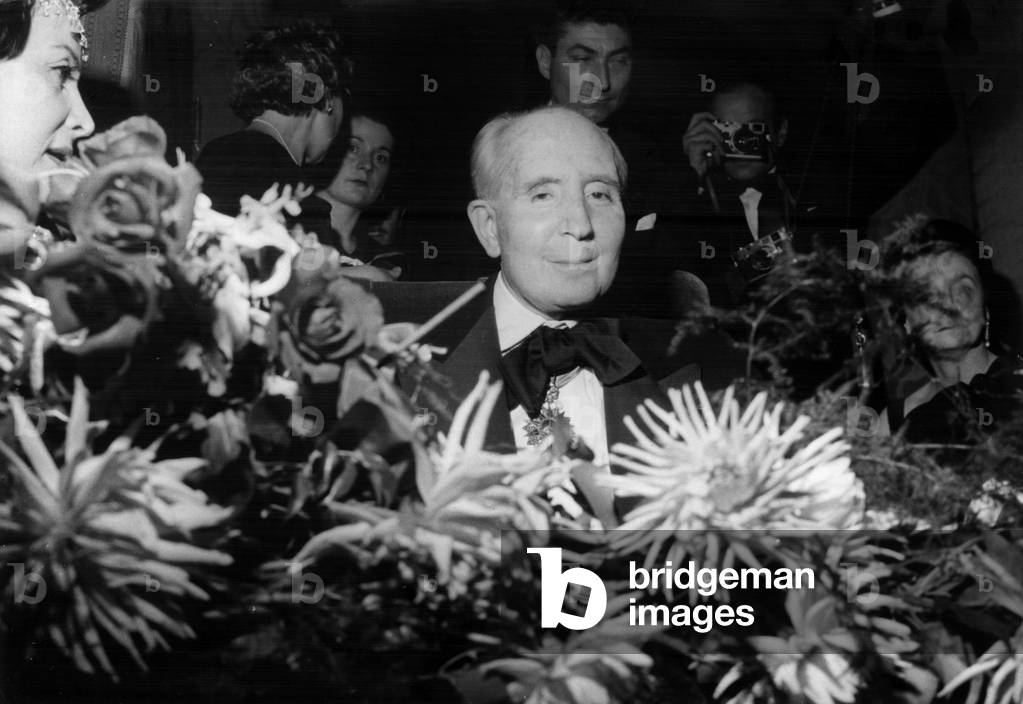 The Marquis George De Cuevas at The Performance of his Last Ballet The Sleeping Beauty in Paris, October 28, 1960 (b/w photo)