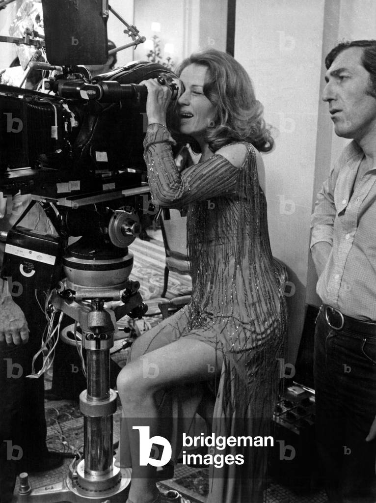 Jeanne Moreau on Set of Film 