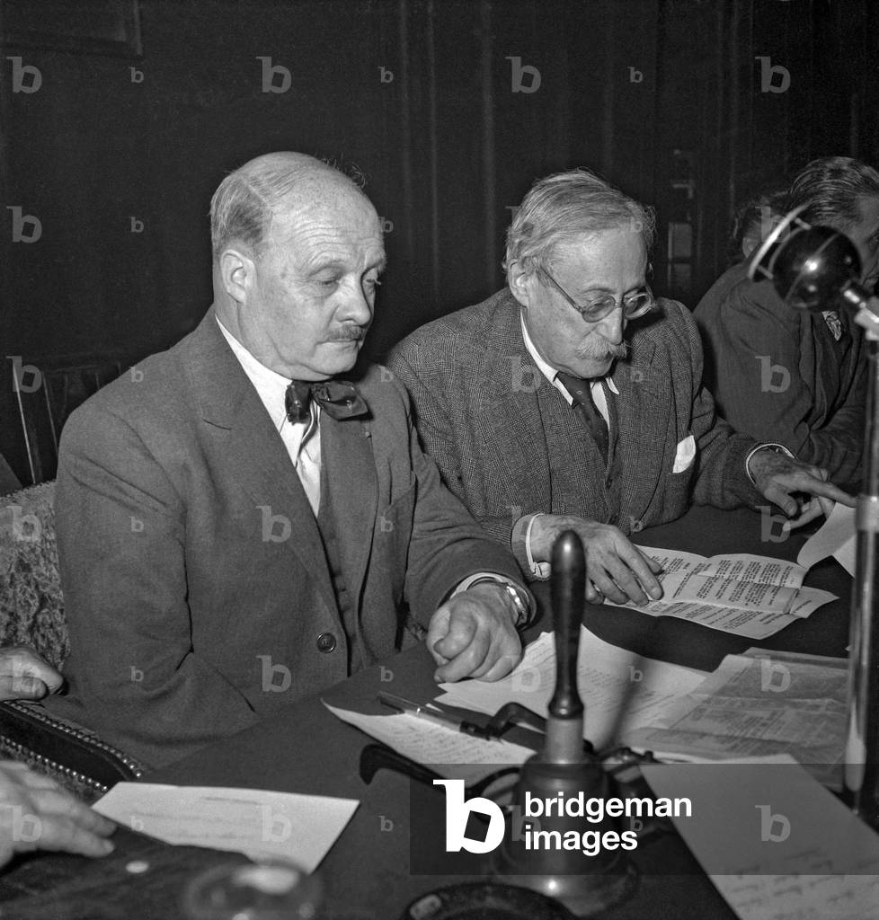 Andre Le Troquer and Leon Blum,Socialist congress party, 1949 (b/w photo)