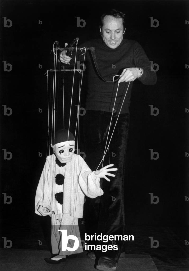 Philippe Genty And His “Pierrot” At the Theatre De La Ville A Paris Ici During Repetitions March 23, 1976 (b/w photo)
