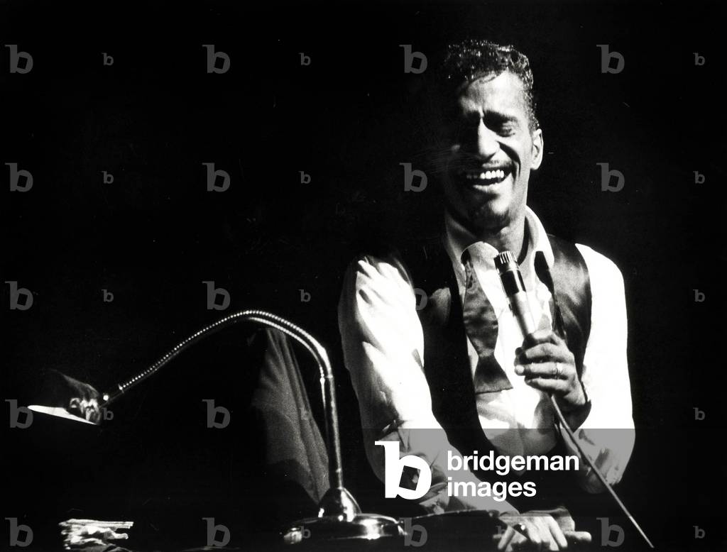Sammy Davis Jr on Stage at Olympia March 13, 1964 (b/w photo)