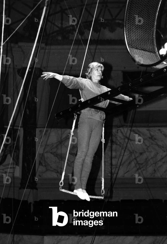 French TV presenter Catherine Ceylac rehearsing for the Press Annual Gala at The Cirque d'Hiver on January 12, 1984