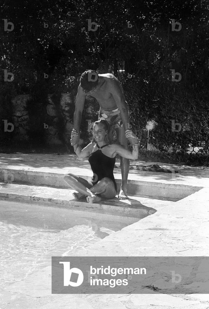 Romy Schneider and Alain Delon on Set of Film 