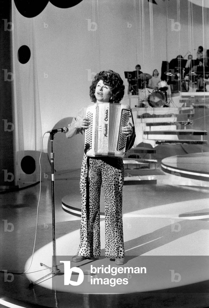French Accordionist Yvette Horner on TV Programme October 18, 1973 (b/w photo)
