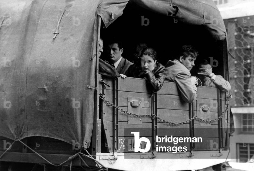 Strike in Public Transport in Paris May 20, 1968 : The Use of Military Tricks To Transport People (b/w photo)