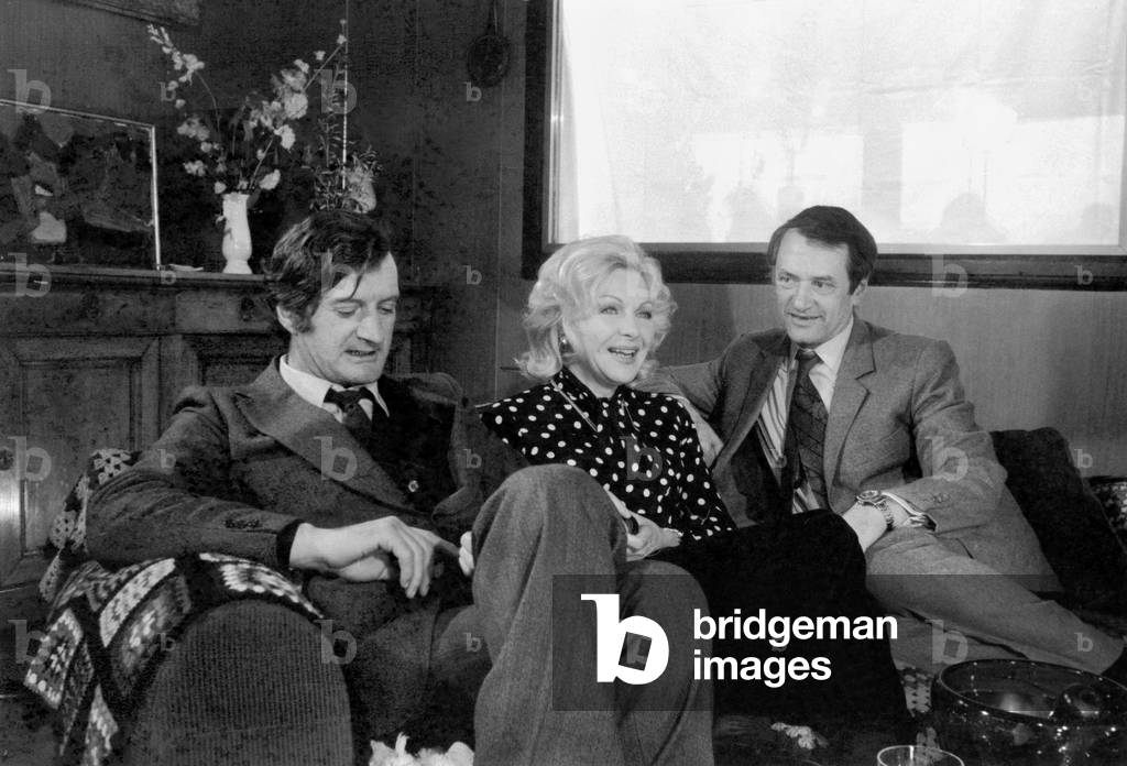 Producer Jacques Bonnecarrere (L) and Georges Decaunes (R) With Line Renaud at her House 