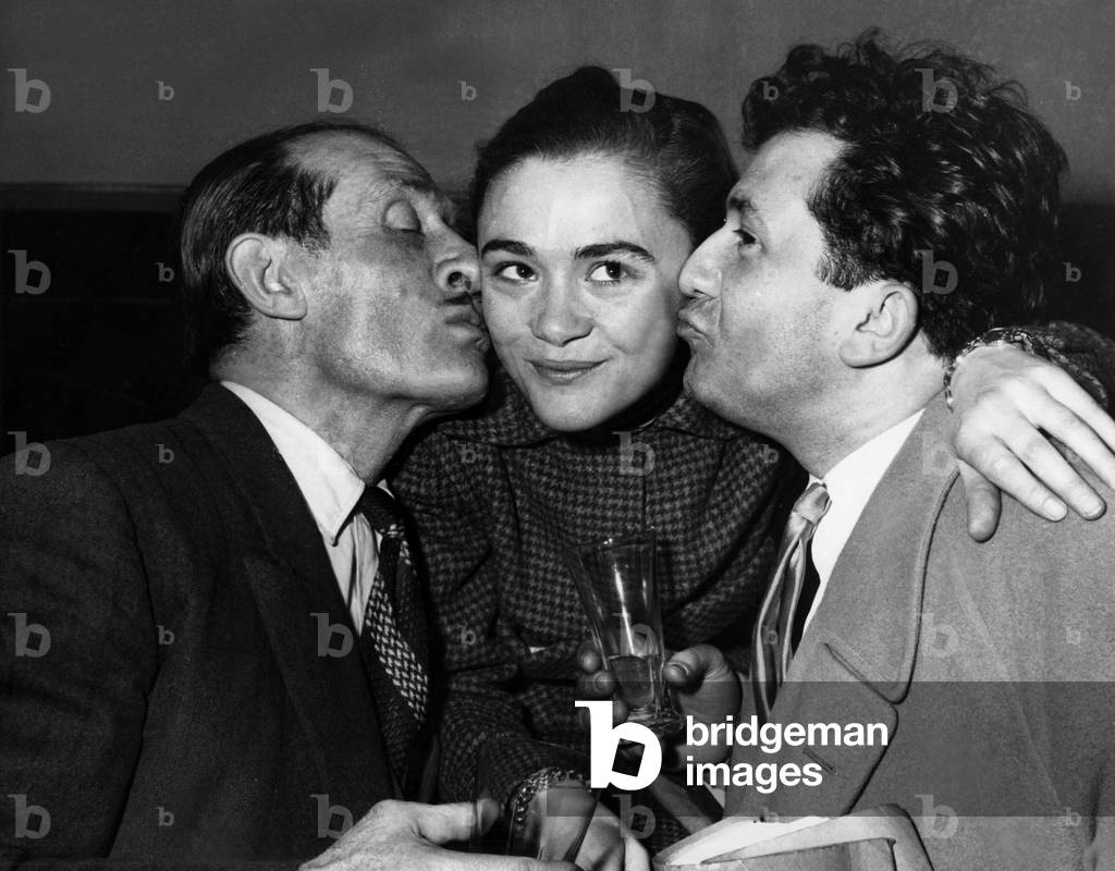 Creation of Theatral Company Noel Roquevert, Daniele Delorme Et Jean Richard on February 27, 1953 (b/w photo)