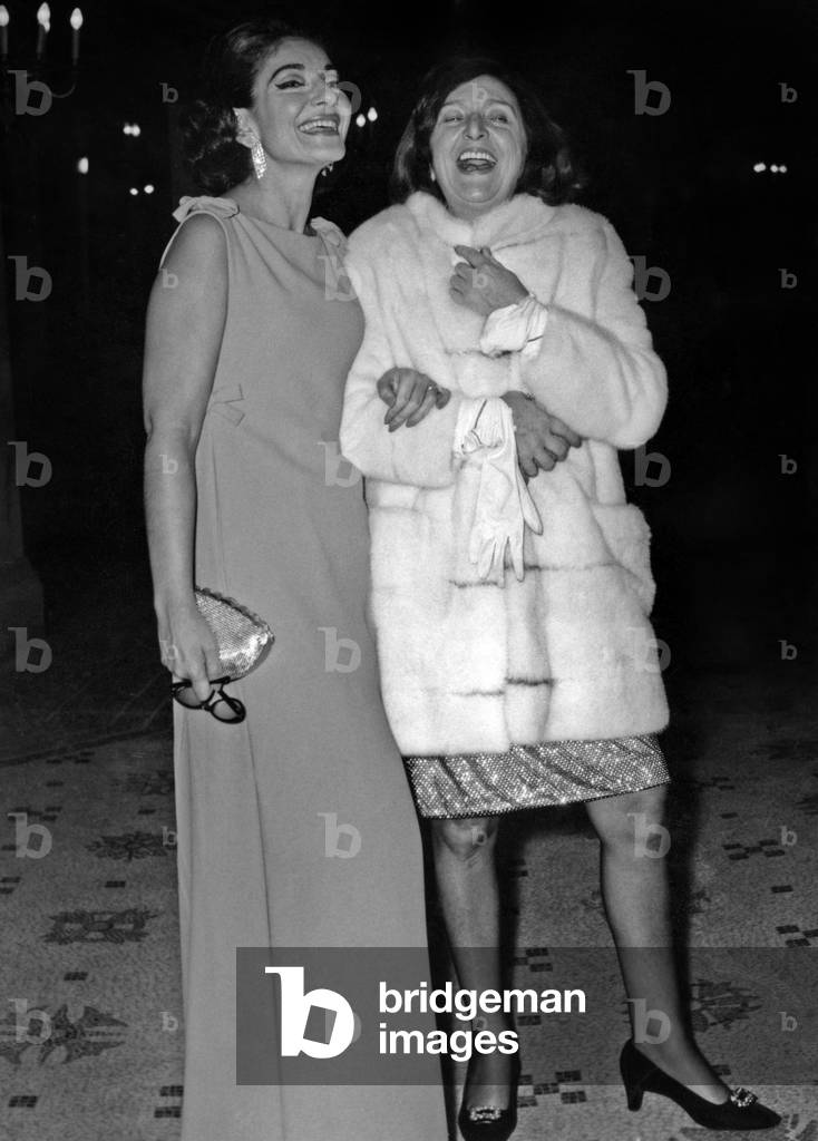 Maria Callas And Marie Bell During The Interact Of The Grand Gala At The Opera For The Ballet Representation Of Roland Pete And Jean Cau “La Paradis Lost” October 14, 1967 (b/w photo)