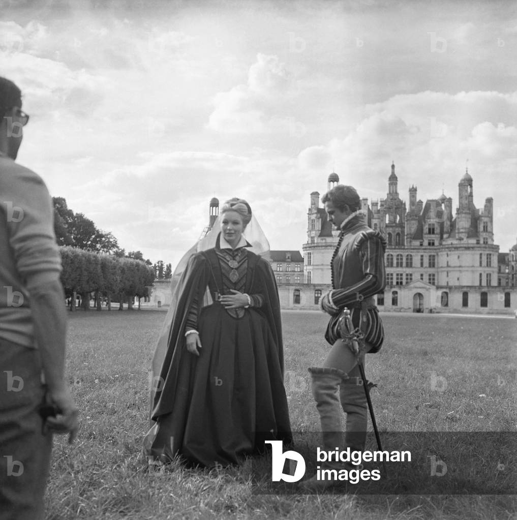Marina Vlady and Jean Francois Poron on set of film 