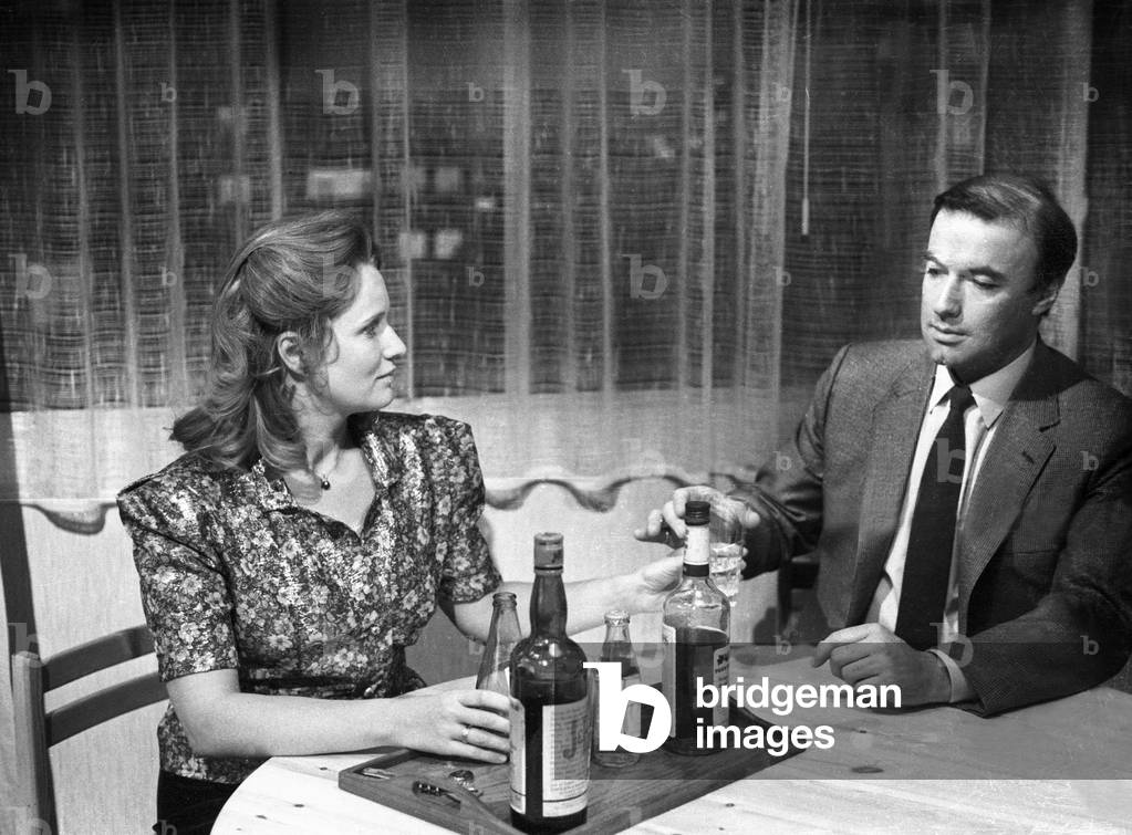 Marie-Christine Barrault and Nicolas Silberg on Set of TV Programme 