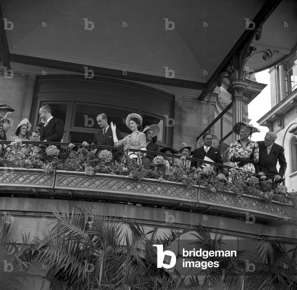 Princess Elizabeth of England (Future Queen Elizabeth Ii) at Longchamp Racecourse during her Visit in Paris, May 16, 1948 (b/w photo)