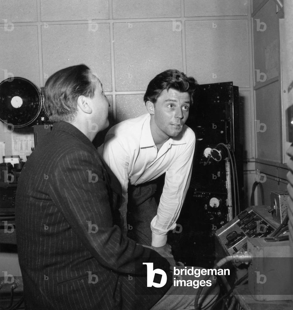 Gerard Philipe and Robert Darene on Set of Film 