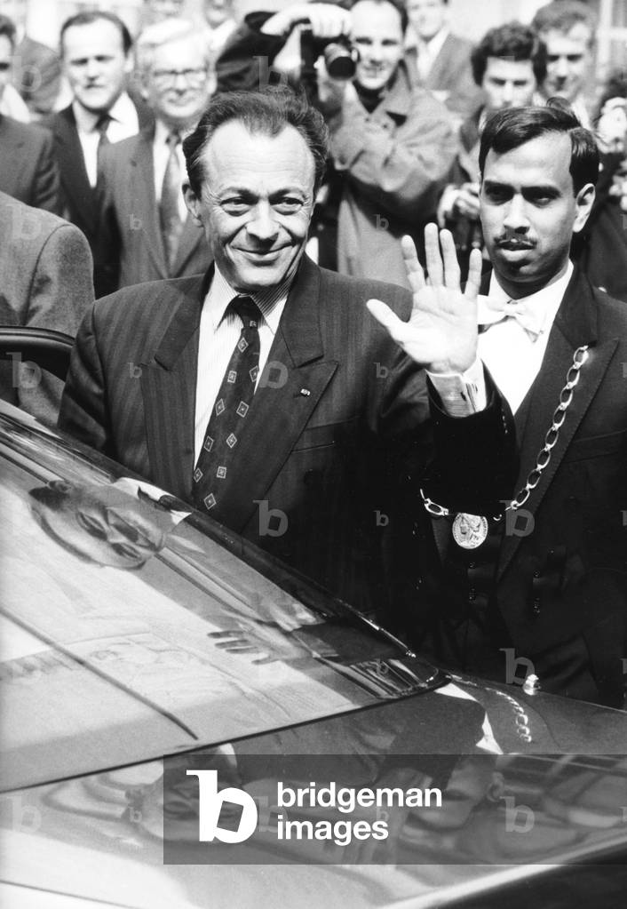 Michel Rocard After Transfer of Power With Edith Resson, New Prime Minister, on May 16, 1991 (b/w photo)