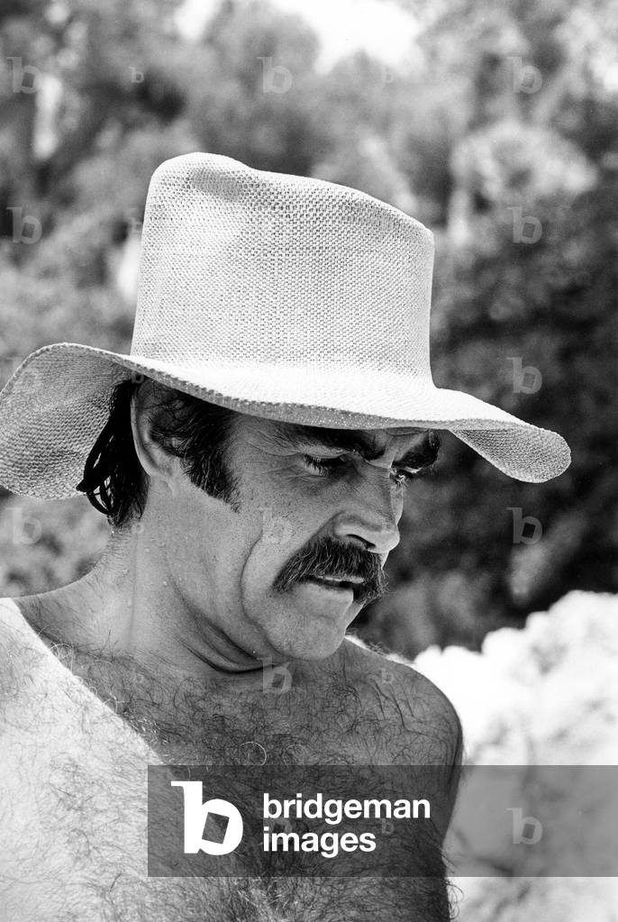 Sean Connery on Holidays on French Riviera on July 1967 (b/w photo)