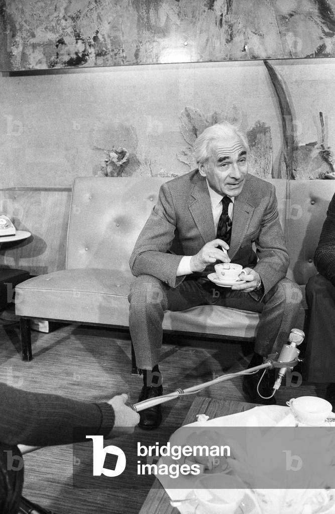 Conductor Jean Martinon at Orly Airport in Paris Before Departure For South America, April 21, 1972 (b/w photo)