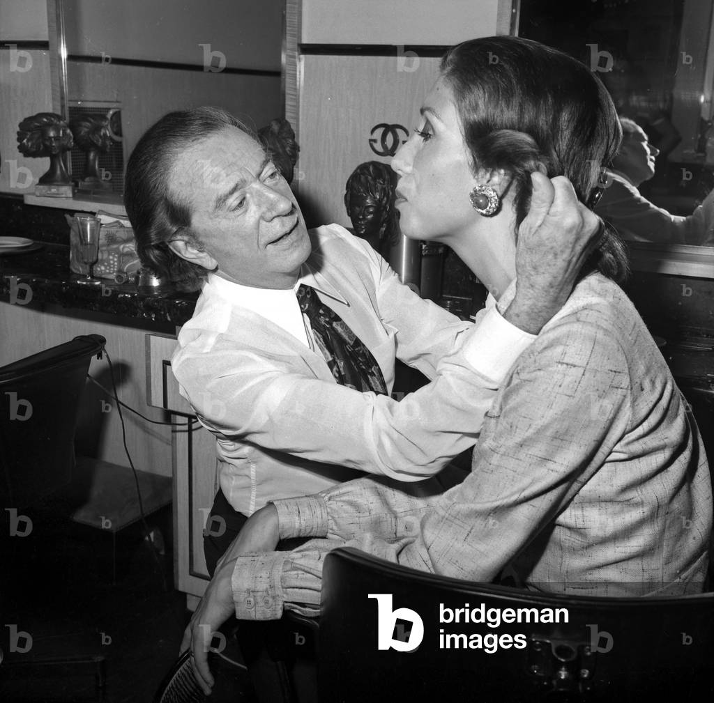 The Hairdresser Guillaume Giving A Last Touch To A Her Models July 26, 1971 (b/w photo)