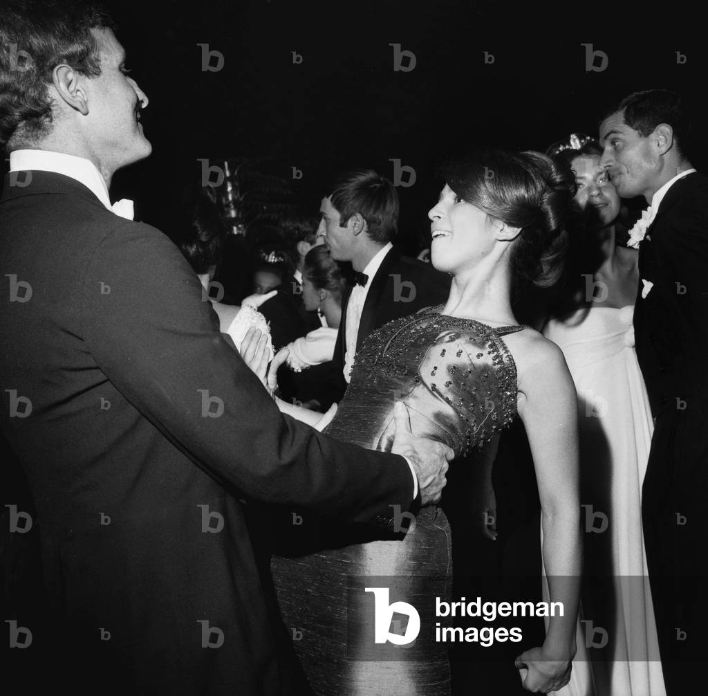 Ball of The Debutantes in Chaillot Palace in Paris on October 7, 1964 (b/w photo)