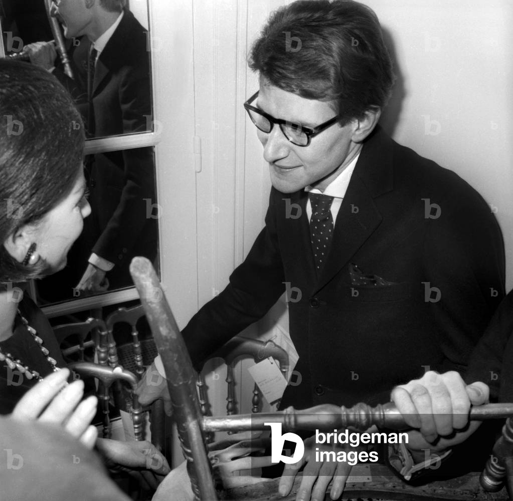 Yves Saint Laurent After Presentation of his 1St Collection, 1962 (b/w photo)