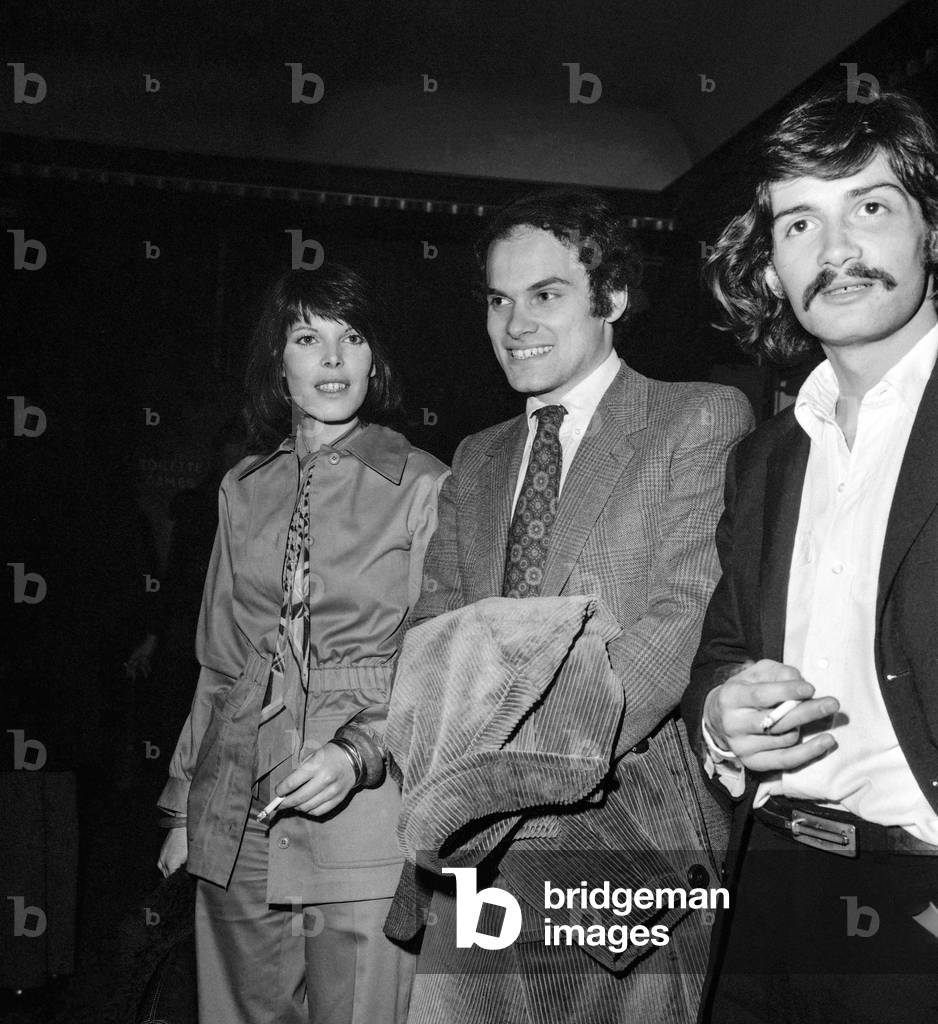 French singer and actress Dani (Daniele Graule), Jean Larriaga and Marc Porel at premiere of film 