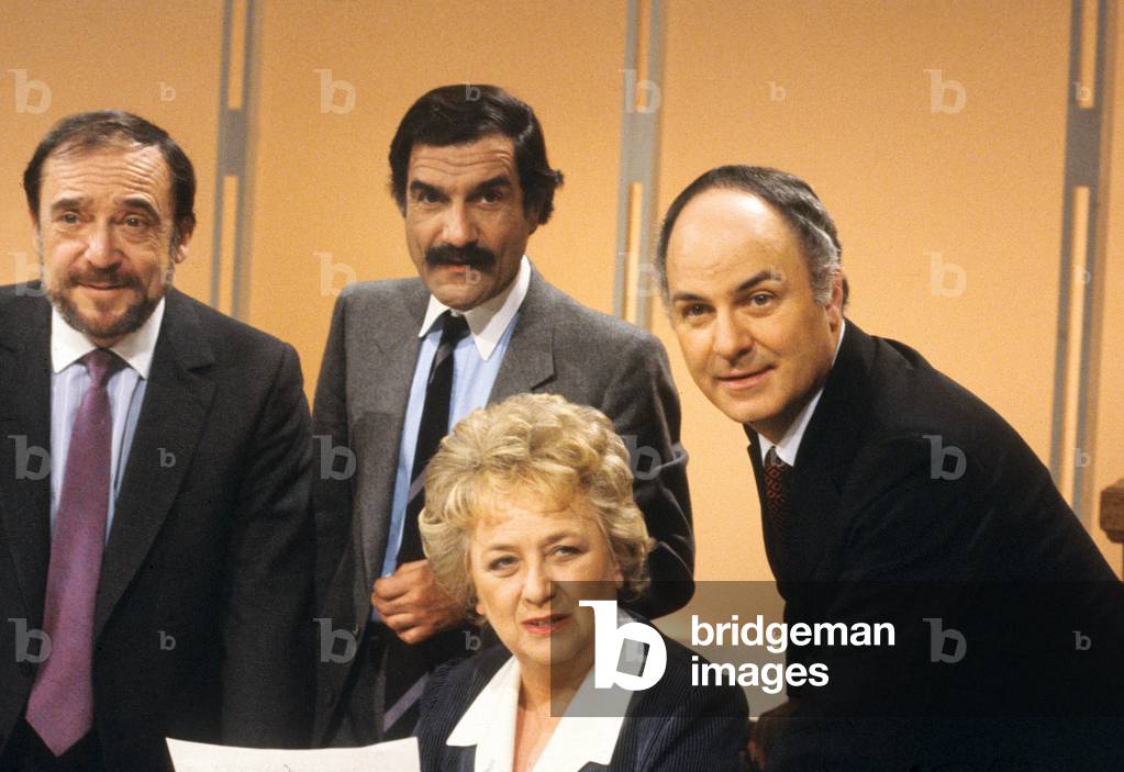 Jacqueline Maillan during TV Programme in 1985 With Jean-Marc Thibault, Gerard Hernandez and Michel Roux (photo)