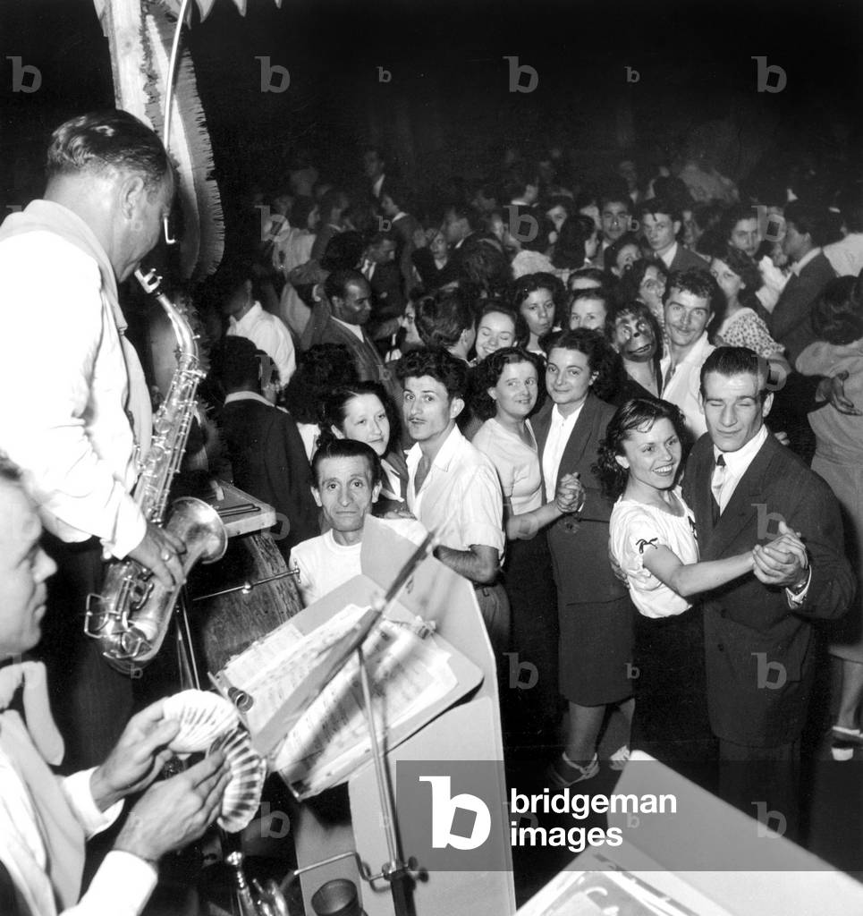 Bastille Day Ball in Paris July 14, 1950 (b/w photo)