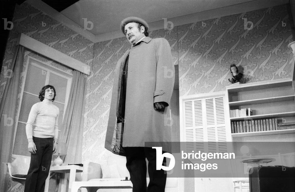 Bernard Giraudeau And Jacques Fabbri During Repetitions Of The Piece De Theatre “Poor France” At Theatre Fontaine In Paris February 4th 1971. \Rneg: Cx3955 (b/w photo)