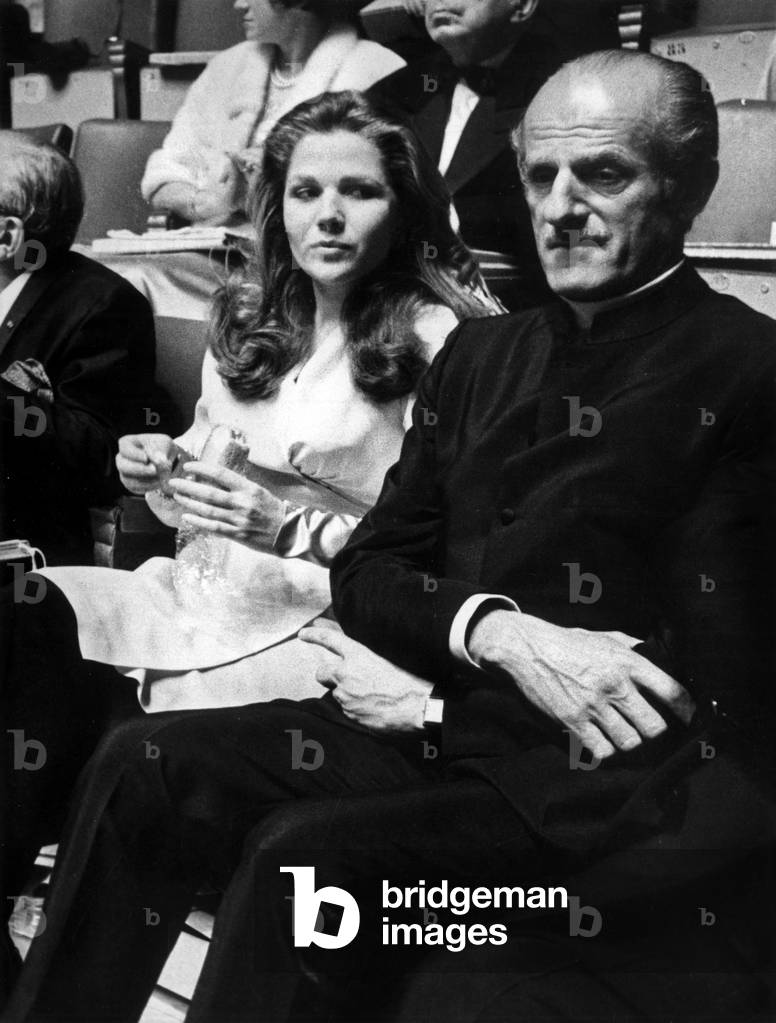Nelly De Rothschild and her Husband Baron Elie De Rothschild at A Gala C. 1972 (b/w photo)