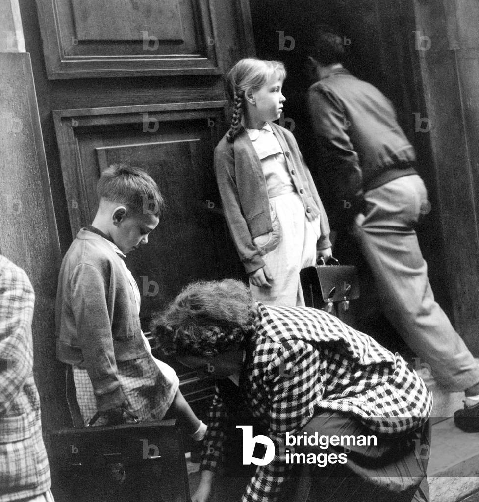 Start of New School Year October 1, 1956 (b/w photo)