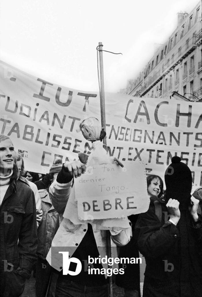 Demonstration of Students Against Debre Law on April 3, 1973 (b/w photo)