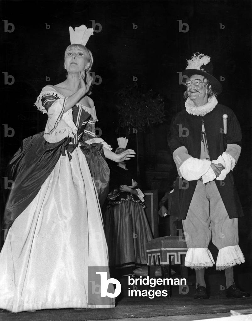 Jean Vilar, his Daughter Dominique in Play The Miser By Moliere in Paris June 22, 1966 (b/w photo)