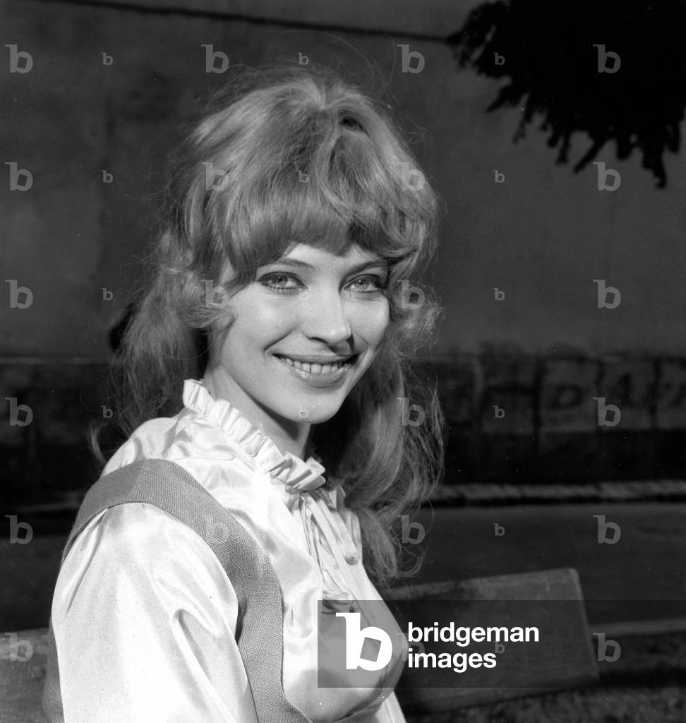 French Actress Anna Karina on Set of Film Anna Karina August 1962 (b/w photo)