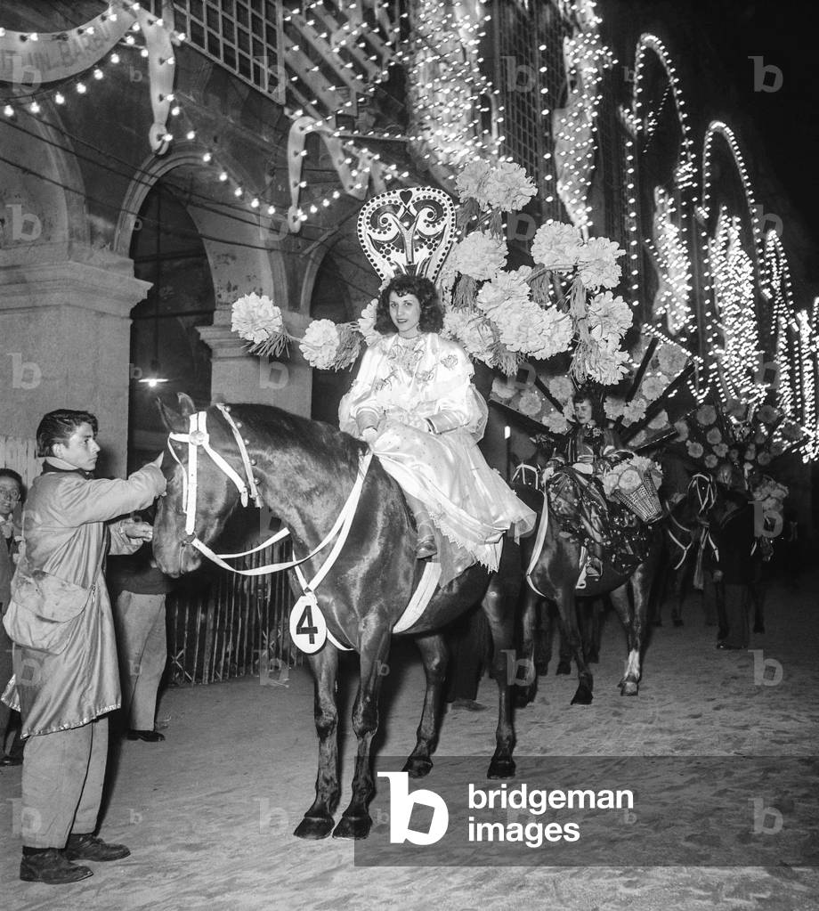 Nice Carnival, France, February 16, 1952 (b/w photo)