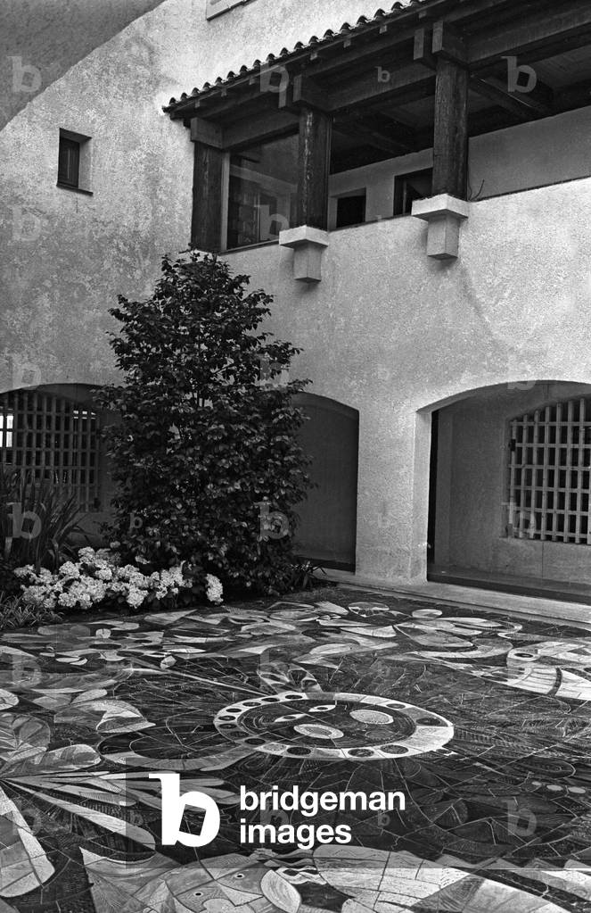 Famous luxury hotel Byblos in Saint Tropez, France, in 1967 (at time of opening) (b/w photo)