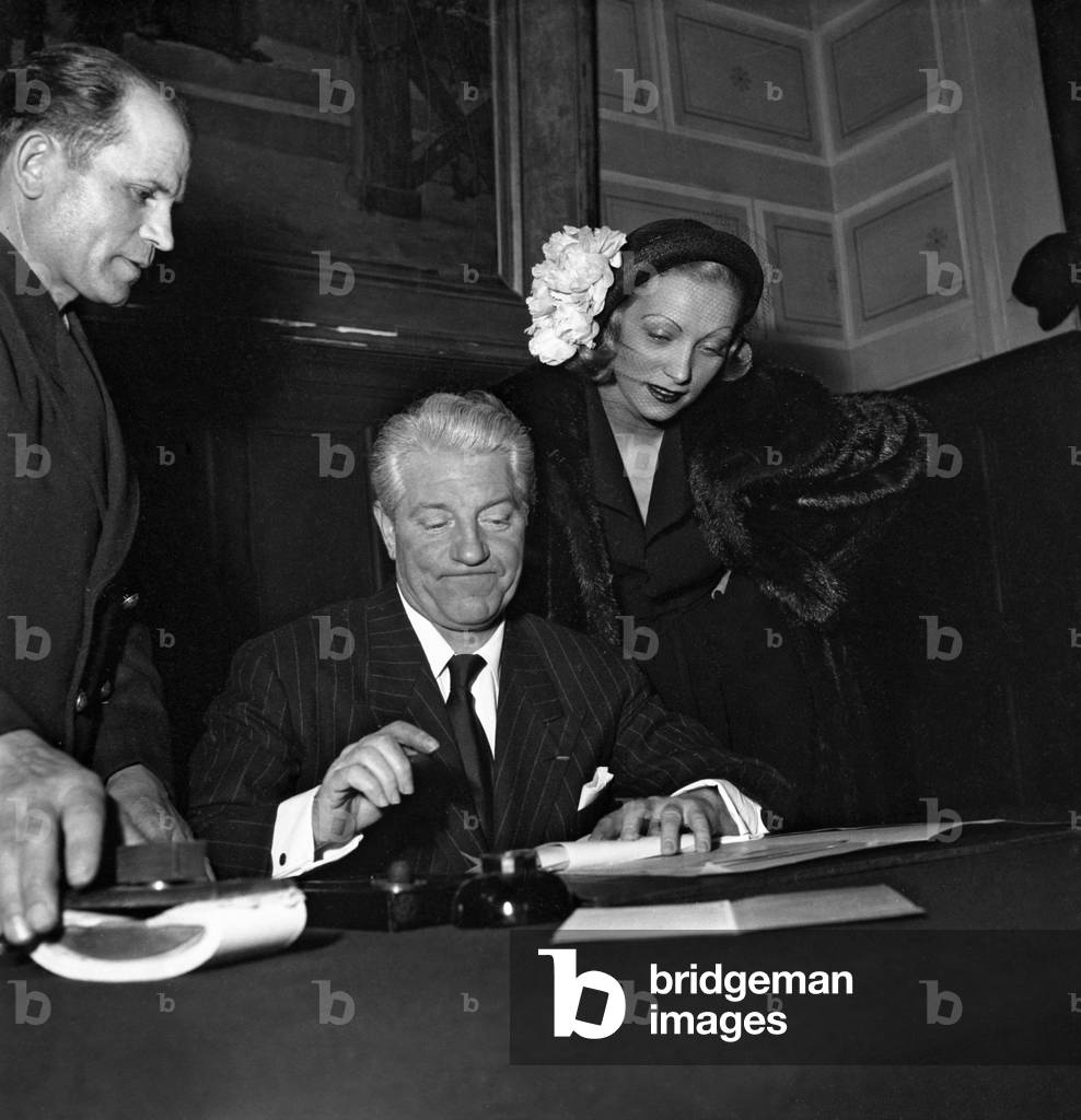 Wedding of French Actor Jean Gabin and Dominique Fournier March 25, 1949, Paris (b/w photo)