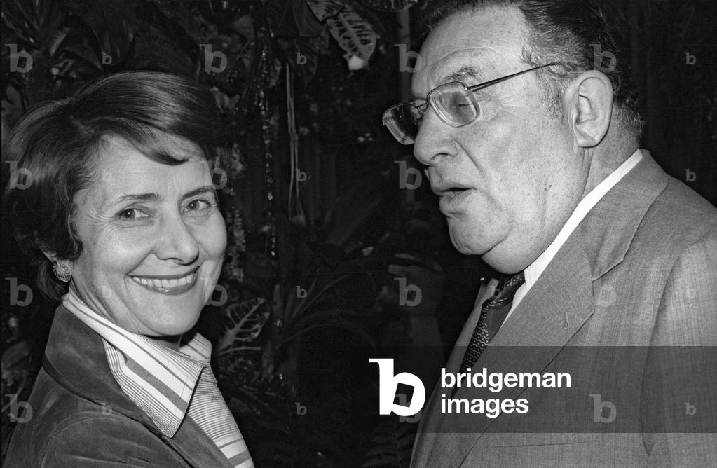 Jacqueline Baudrier and Leon Zitrone, Paris, September 21, 1978 (b/w photo)