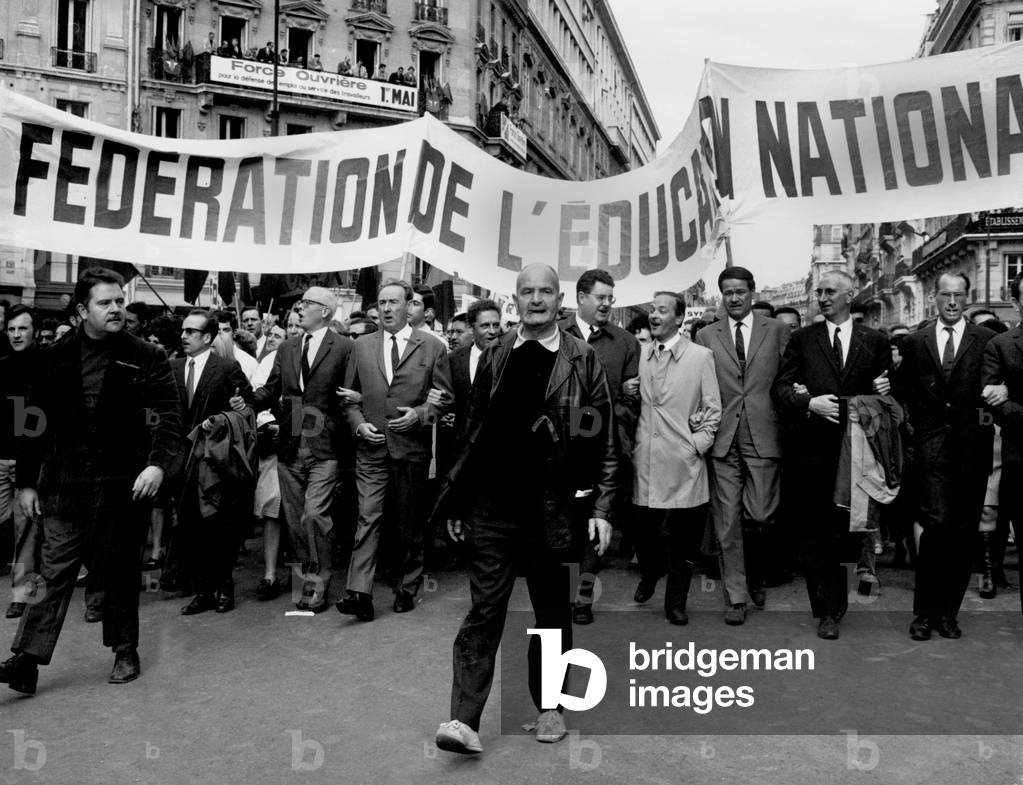 Students and Workers Demonstration May 13, 1968 in Paris (b/w photo)