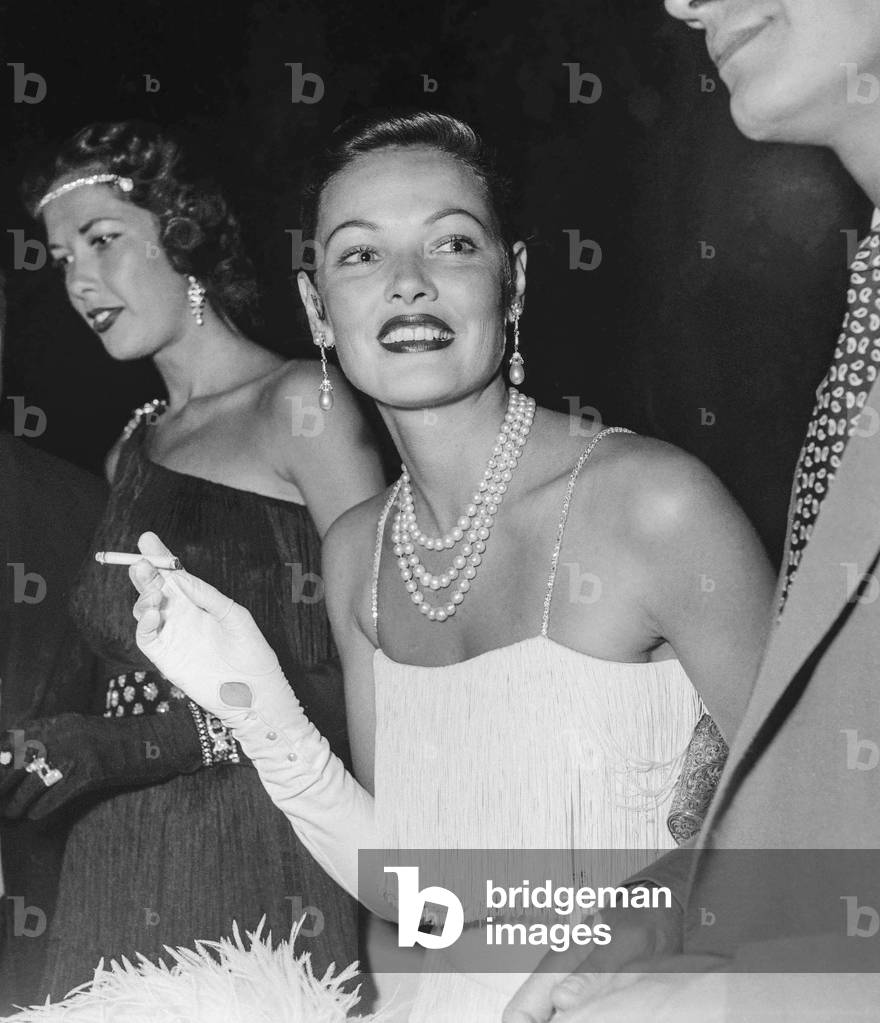 American actress Gene Tierney in Paris, January 17, 1952 (b/w photo)