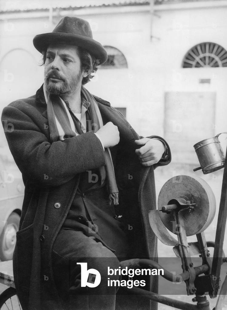 Marcello Mastroianni on Set of Film The Strikers 1963 (b/w photo)