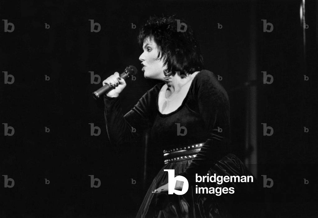Singer Maurane on Stage at The Olympia (Paris) on May 17, 1989 (b/w photo)