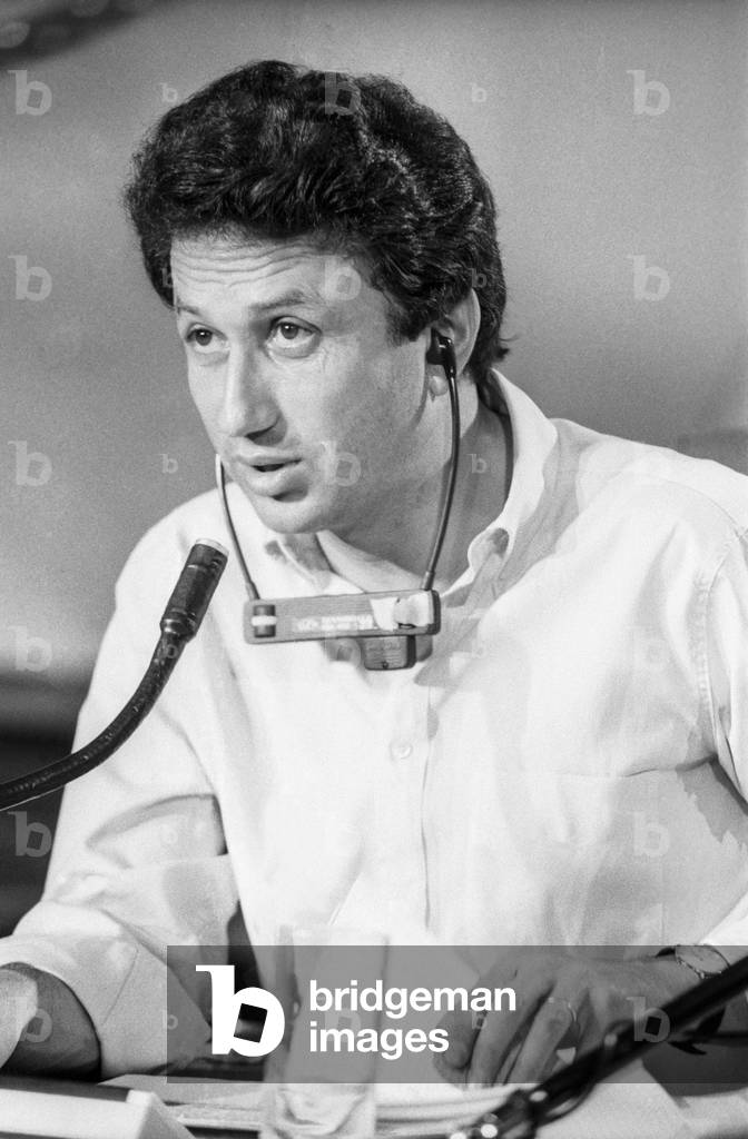 French presenter Michel Drucker on his 'Studio 1' radio programme in Paris, on September 13, 1984