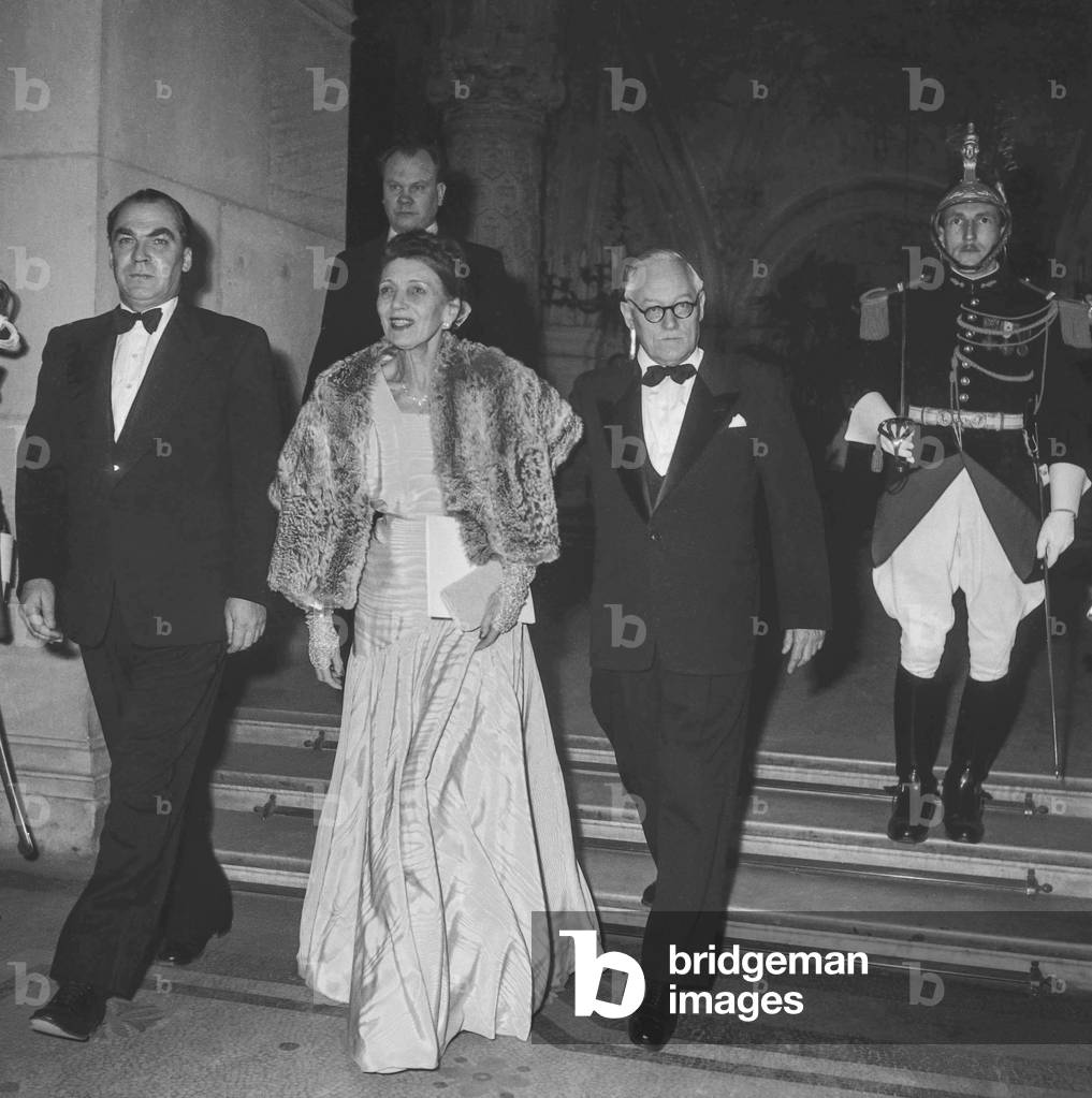 Gala given in honour of UNO, at the Opera, Paris, December 4, 1951 : Andrei Vychinski and his wife (b/w photo)