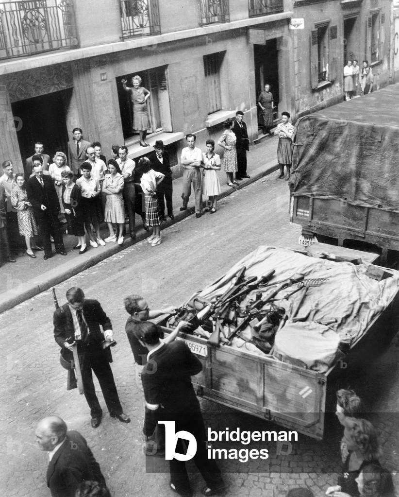 Liberation of Paris : Shotguns and Munitions Supplies For The Resistant Fighters Who Prepared Themselves To Fight Against The Last German Army Bastions in Town Before Arriving of The Allied Forces August 22Th 1944 Neg:514 29 (b/w photo)