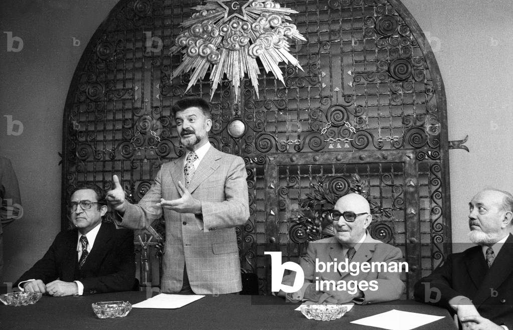Michel Baroin (1930-1987) Leader of The Grand Lodge of France in 1977-1977, here Standing, September 12,1 977 (b/w photo)