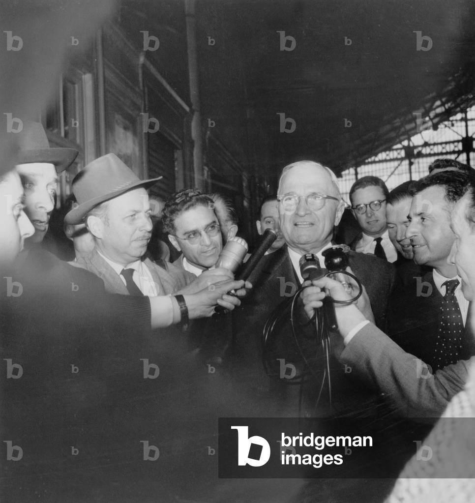 Former American President Harry Truman in Paris on May 16, 1956 (b/w photo)