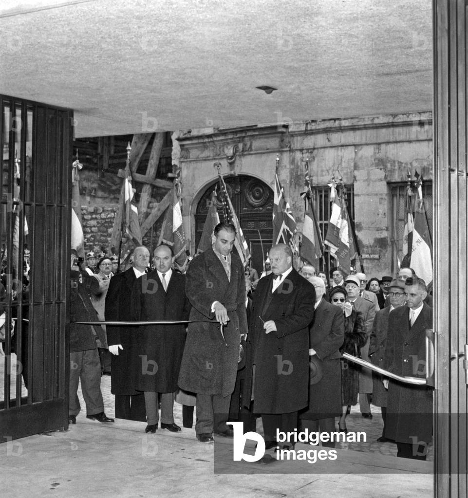Inauguration of Jewish Martyr Tanguy Prigent The Crypt October 30, 1956 (b/w photo)